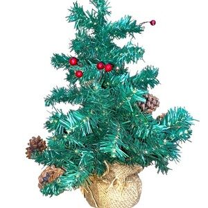 Small tabletop burlap Christmas tree
